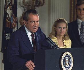 Richard Nixon on the day of his resignation, August 9, 1974. (NARA ARC Id 194597