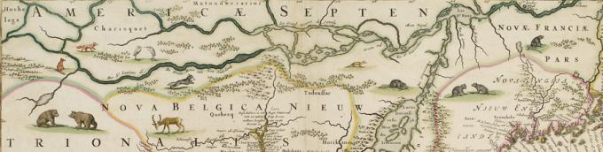 Detail from a 1682 map of North America, Novi Belgi Novaeque Angliae, by Nichola