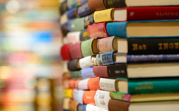 Stack of books with colorful covers