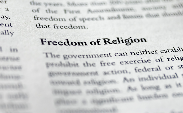 Textbook heading that reads "Freedom of Religion"