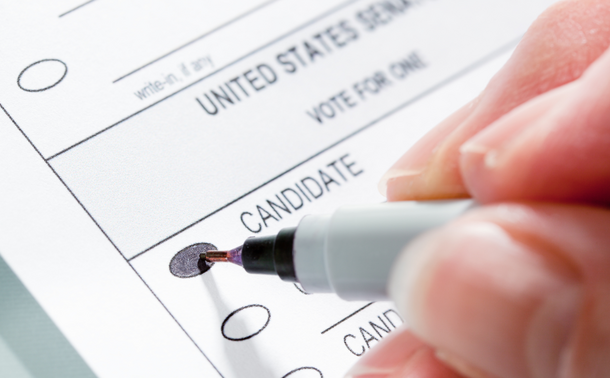 Close-up of US Senator election ballot 