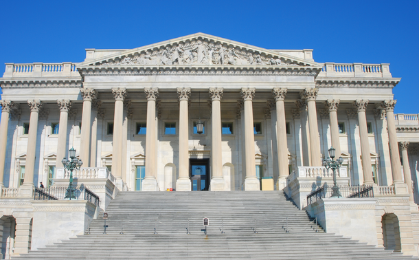 Exterior of the US Capitol building entrance