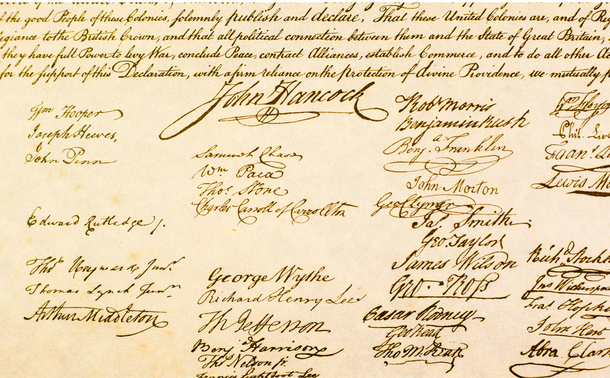 Signatures on the Declaration of Independence