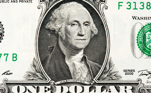 George Washington on one dollar bill