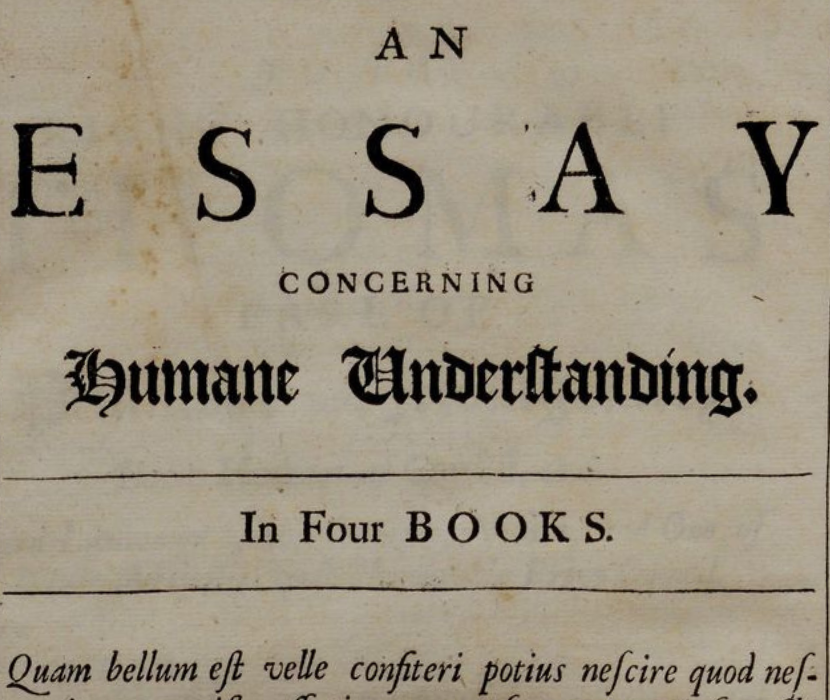 Title page of John Locke's 1690 essay on Humane Understanding