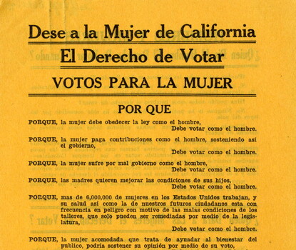 Flyer in Spanish pertaining to voting in California