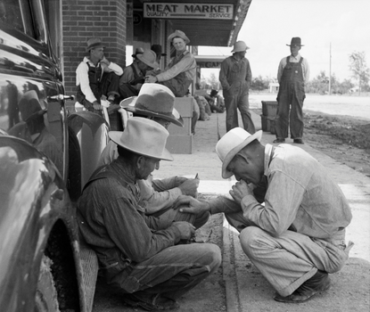 Photo of farmers during the Dust Bowl.