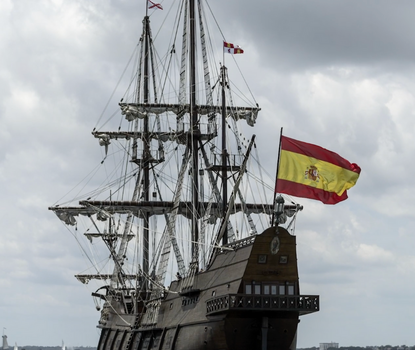 Ship with Spanish Flag