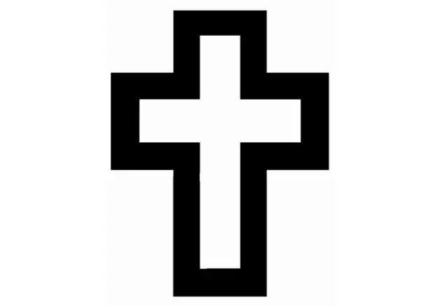 Cross with black outline and white interior