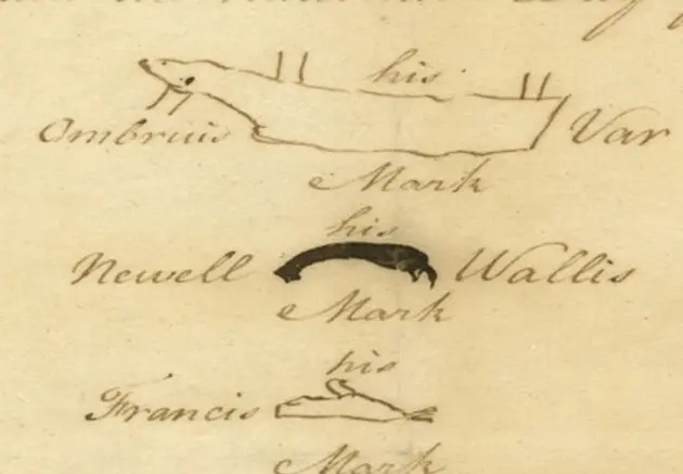 Three Native American signatures from the Treaty of Watertown