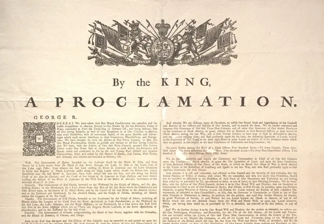 Official printed document with heading "By the King, a Proclamation"