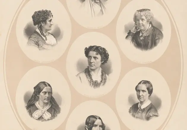 Portraits of several women who were famous proponents of Womens' Suffrage in the 19th century