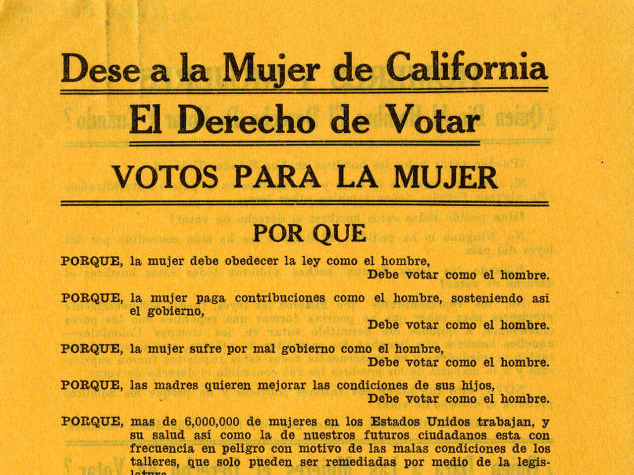 Flyer in Spanish pertaining to voting in California