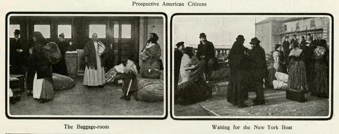 Photographs in Harpers Weekly showing scenes from Ellis island