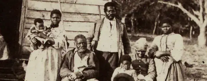 Photograph taken during Reconstruction Era showing five generations of African-Americans 