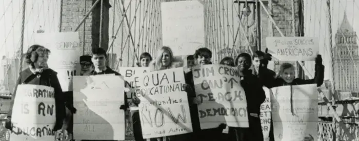 Student Protesters on the Brooklyn Bridge