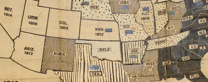 Close up view of Women's Suffrage Map