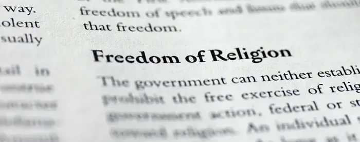 Textbook heading that reads "Freedom of Religion"