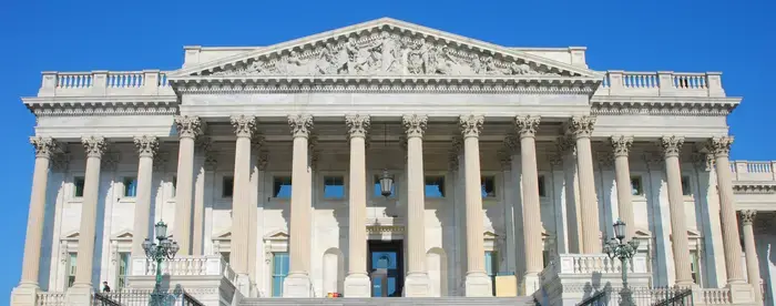 Exterior of the US Capitol building entrance