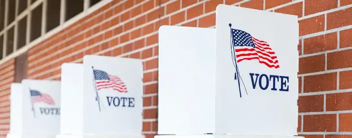 Row of US voting booths