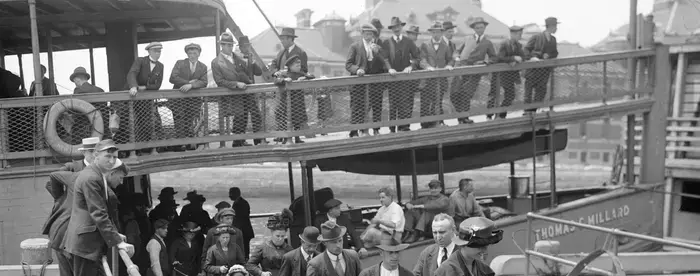 Immigrants arriving at Ellis Island