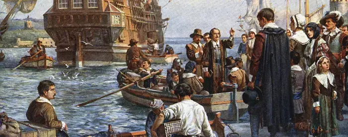 Colonists boarding boats