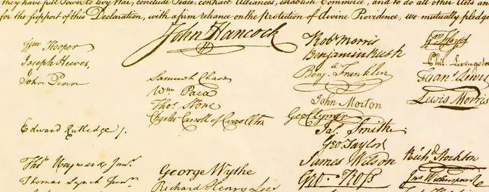 Signatures on the Declaration of Independence