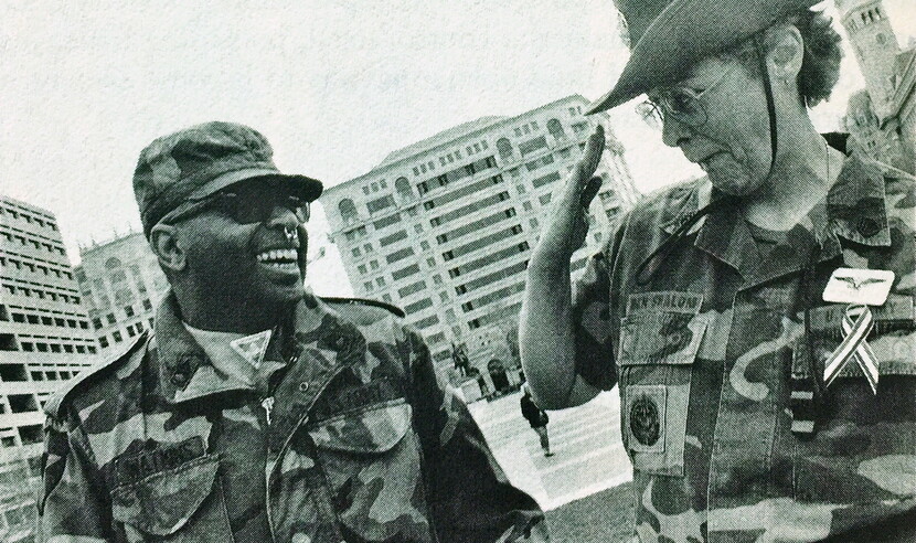 Photograph of Watkins (left) and Miriam Ben-Shalom at a 1993 rally in Washington, DC.