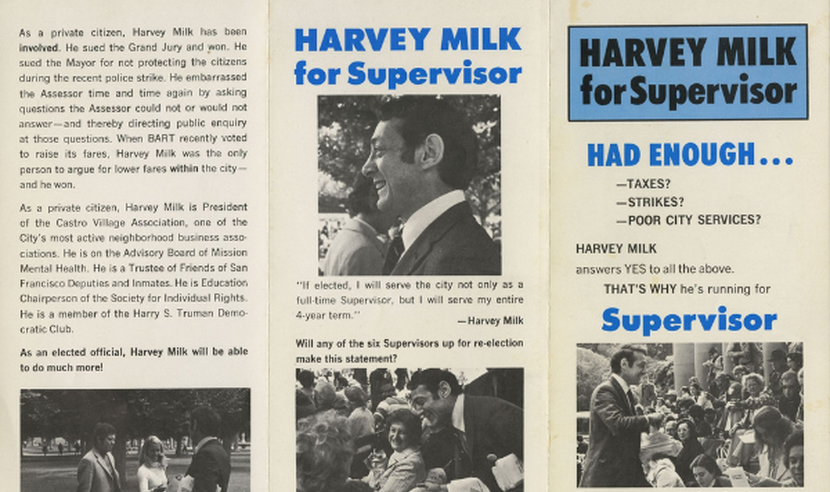 Flyer for Harvey Milk for Supervisor, dated 1977