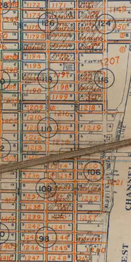 Section of 1950 Enumeration District map of Manhattan showing the boundaries following the different blocks.