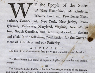 First page from the first draft of the US Constitution (August 6, 1787)