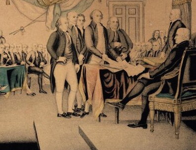 Drawing of the signing of the Declaration of Independence
