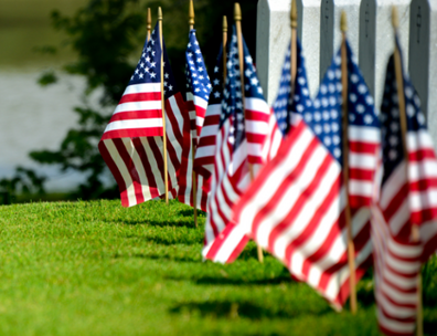 US flags on veteran graves