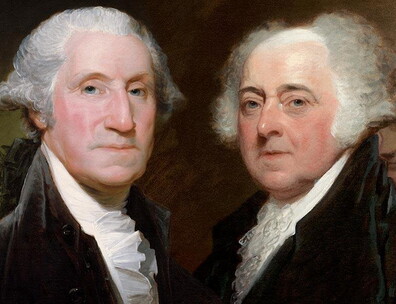 portrait of George Washington beside John Adams