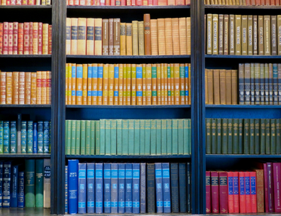 colorful bookshelf