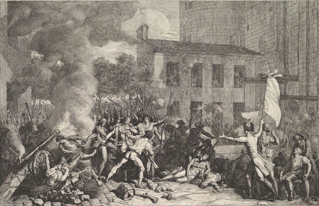 Crowds storming the Bastille