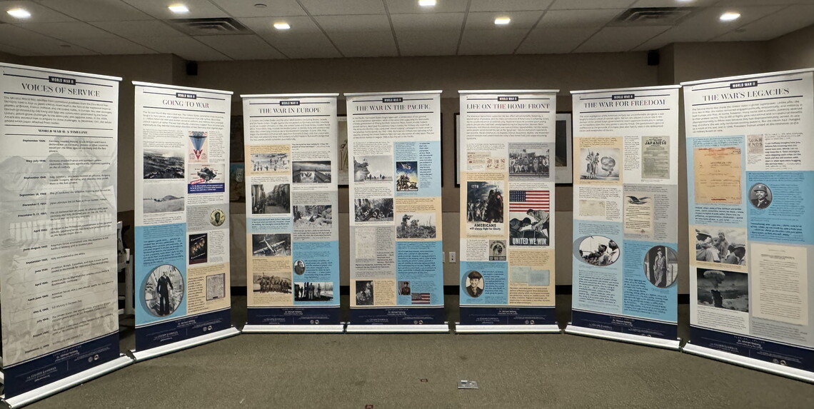 WWII Exhibition set up in a conference room