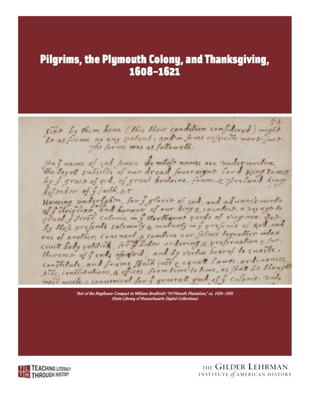 Cover of lesson plan featuring the Mayflower Compact