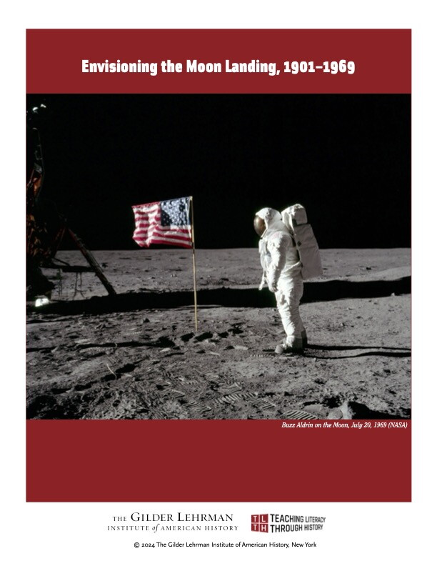 Cover of lesson plan featuring an image of Buzz Aldrin on the moon