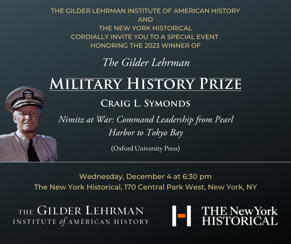 Invitation to the Military History Prize award ceremony on December 4