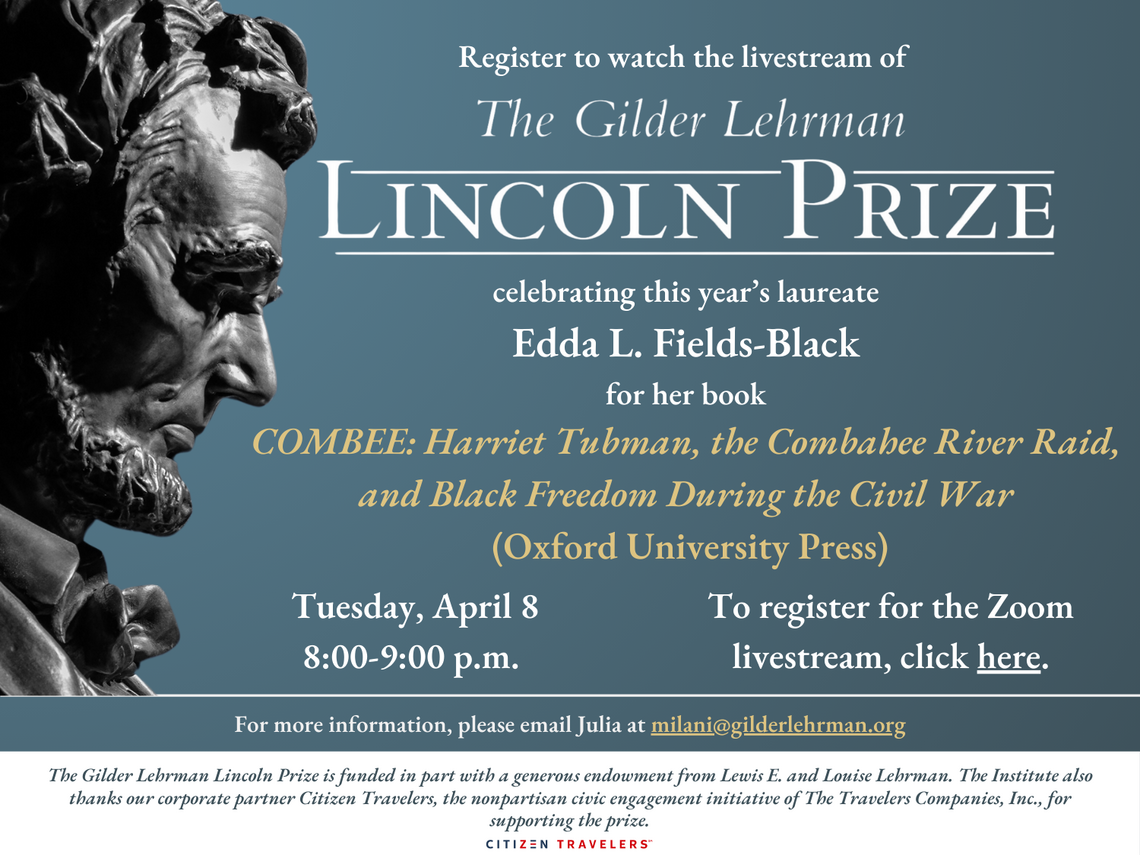 Gilder Lehrman Lincoln Prize Livestream Invitation